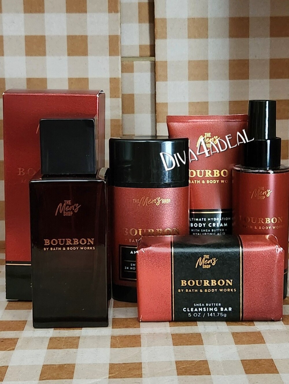 Bath & Body Works BOURBON 3.4 FL OZ Cologne + Mini 4PC Men’s Collection Bundle